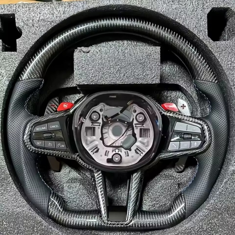 Car Accessories For Steering Wheel - พวงมาลัยรถยนต์คาร์บอนไฟเบอร์หุ้มหนัง สำหรับ BMW G20 G30 G21
