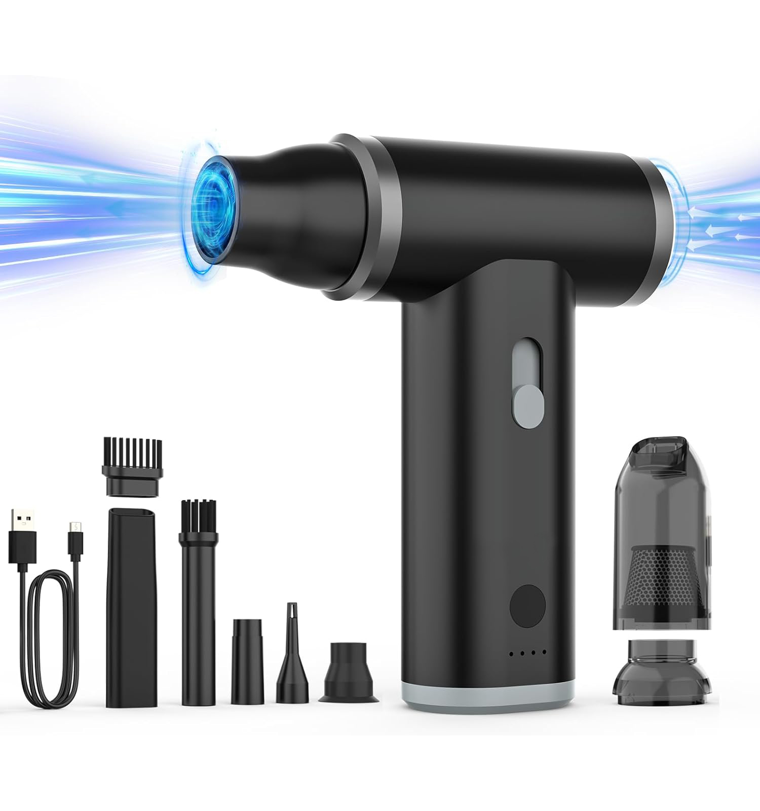 Car Vacuum Cleaner - เครื่องดูดฝุ่นไร้สายแบบพกพา 2in1 สำหรับรถยนต์และบ้าน ดูดฝุ่นแรง ทำความสะอาดอัตโนมัติ ชาร์จ