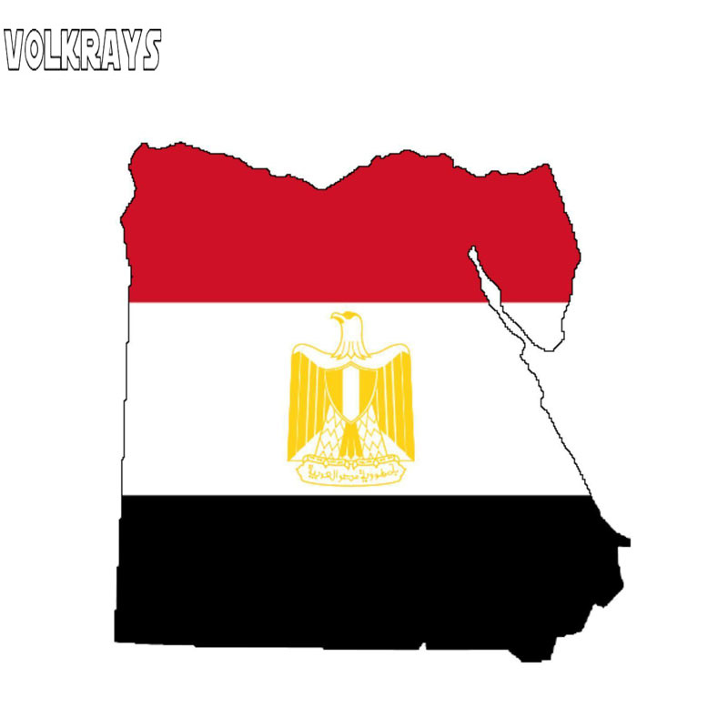 Car Accessories Egypt - Volkrays สติกเกอร์รถความคิดสร้างสรรค์อียิปต์ธงแผนที่รถจักรยานยนต์อุปกรณ์สะท้อนแสงกันน้ำรอยขีดข่วนไวนิล Decal,10ซม.* 10ซม.
