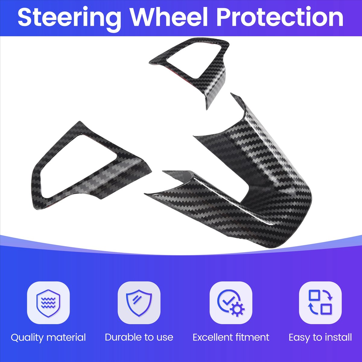 Car Accessories For Steering Wheel - ลดกระหน่ำ! สติกเกอร์ตกแต่งป้องกันพวงมาลัยภายในรถยนต์ 3 ชิ้น/ชุด สำหรับ Ford