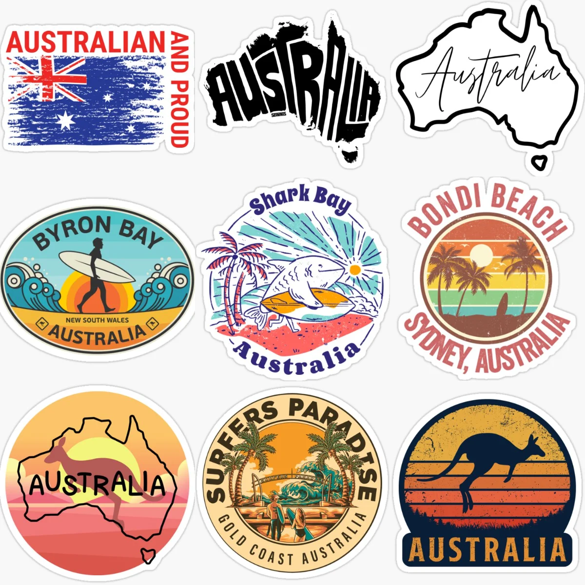 Car Accessories Australia - AUS ออสเตรเลียธงแผนที่ทิวทัศน์สัญลักษณ์สร้างสรรค์ PVC สติ๊กเกอร์ติดรถยนต์สำหรับรถยนต์จักรยานรถตู้หมวกกันน็อคหน้าต่างอุปกรณ์ตกแต่ง
