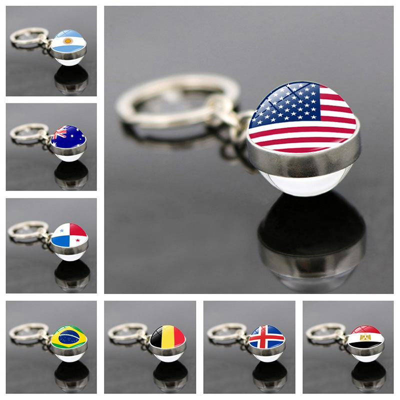Car Accessories Australia - National Flag พวงกุญแจอาร์เจนตินาออสเตรเลียบราซิลเยอรมนีรัสเซียแคนาดาสหภาพนิวซีแลนด์ลูกบอลแก้วจี้รถ Key Chain