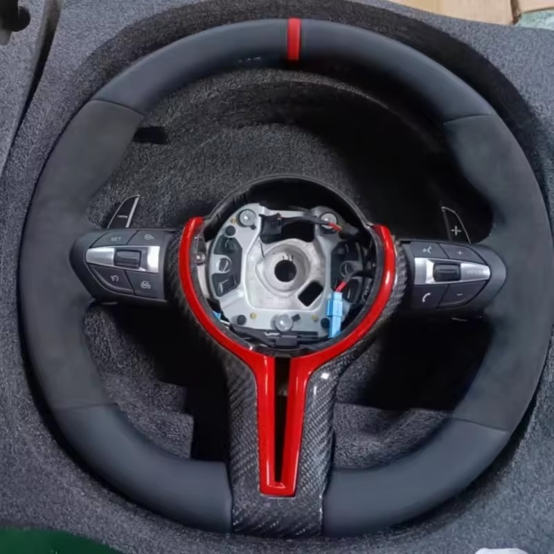 Car Accessories For Steering Wheel - พวงมาลัยรถยนต์หุ้มหนังไมโครไฟเบอร์แบบกำหนดเองสำหรับ BMW M Sport F01F10 F30